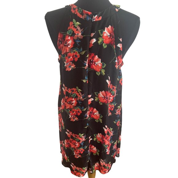 Betsy Johnson Black & Red Floral Print, Sleeveless, Lined Dress, Size 10 - Picture 4 of 10